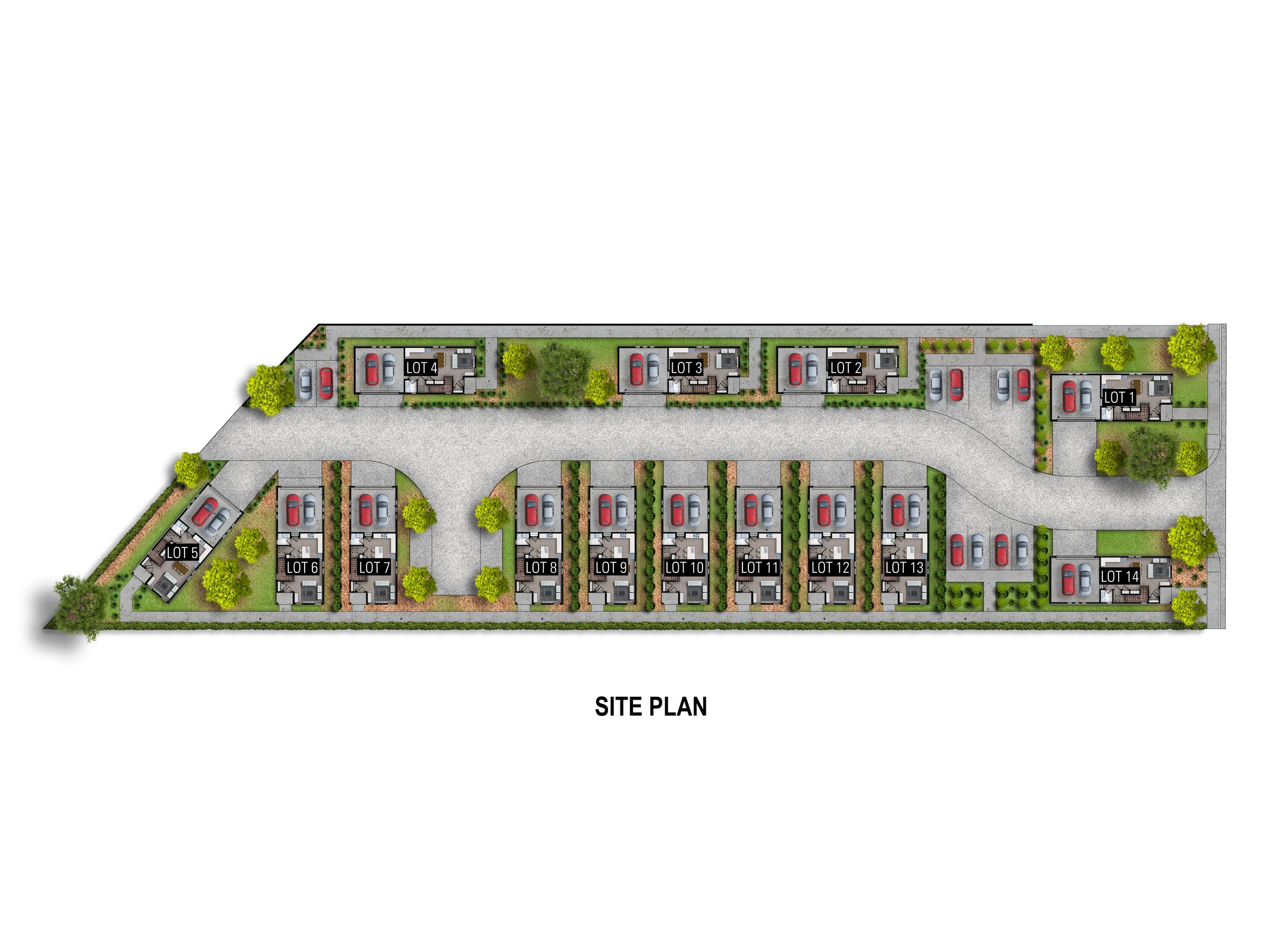Rogers 14 site plan — overhead view of all 14 lots